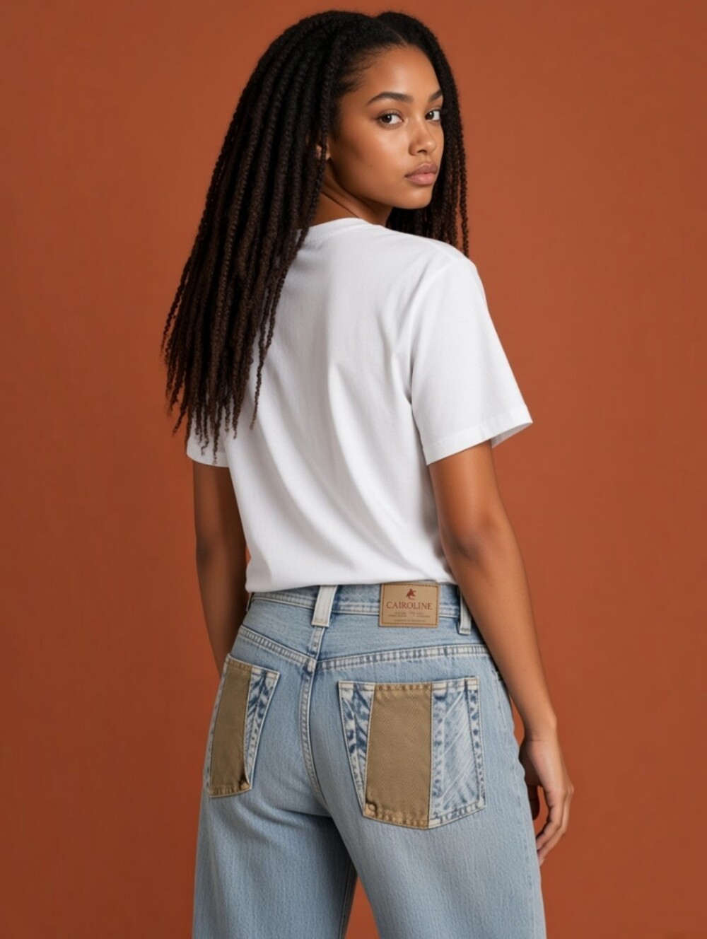 The Cairo Line "Cargos" Relaxed Jeans, Light Blue Stripe - Picture 2 of 14